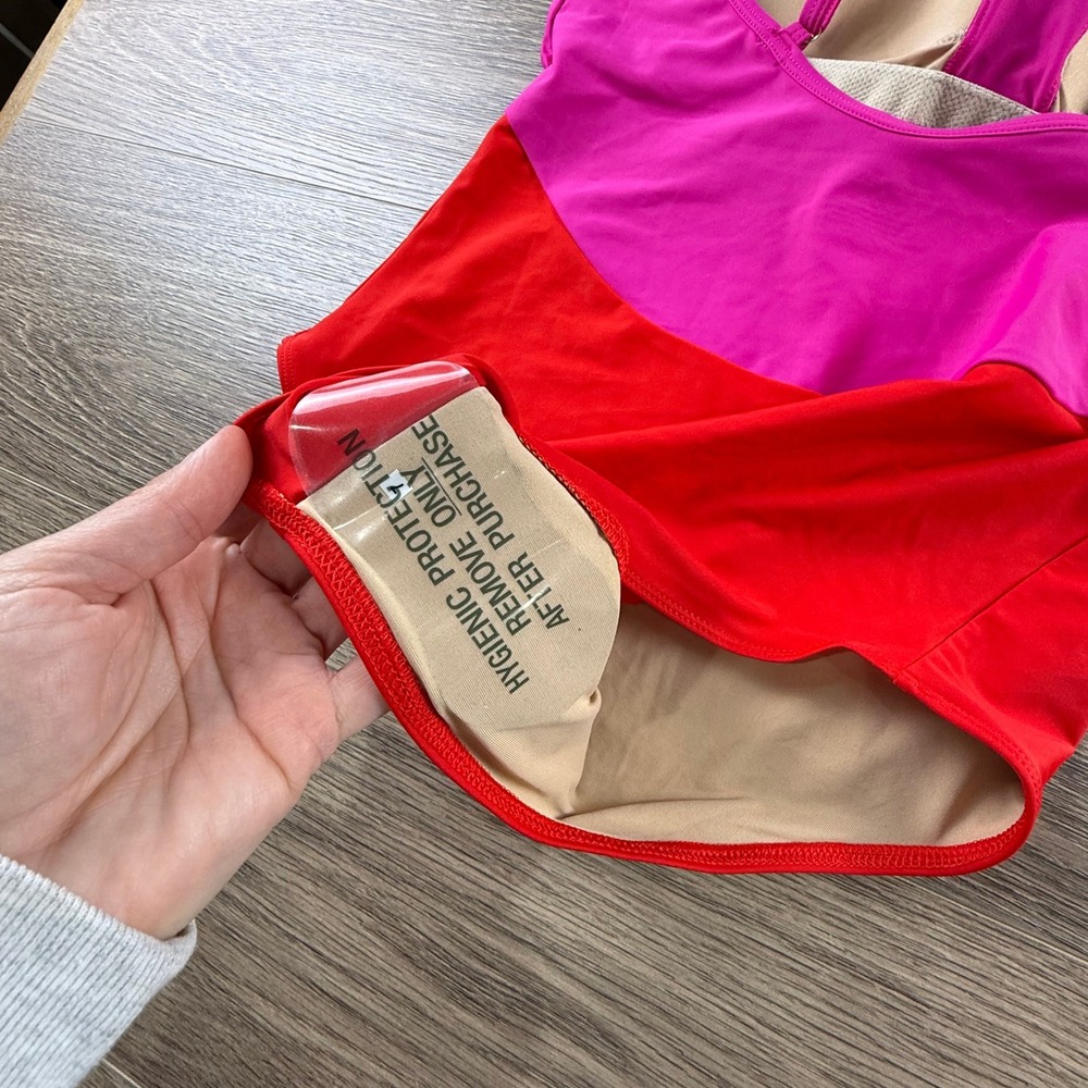 SummerSalt The Square Halter Neck One-Piece Colorblock Swim Pink Red Size 10 NWT - Picture 9 of 12